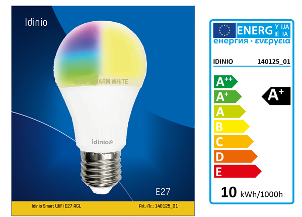 SHADA Idinio Smart WiFi E27 10W 806lm, 2700K-6500K, dimmbar, EEC: A+ (0140125_01) ***RESTPOSTEN***