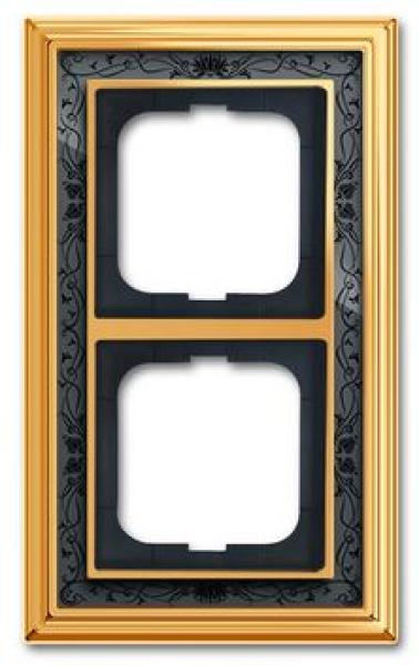 Busch-Jaeger 1722-833 Busch-dynasty Abdeckrahmen 2-fach Rahmen Messing poliert Dekor anthrazit