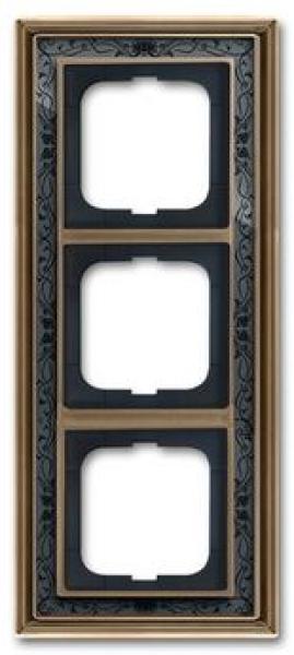 Busch-Jaeger 1723-843 Busch-dynasty Abdeckrahmen 3-fach Rahmen Messing antik Dekor anthrazit