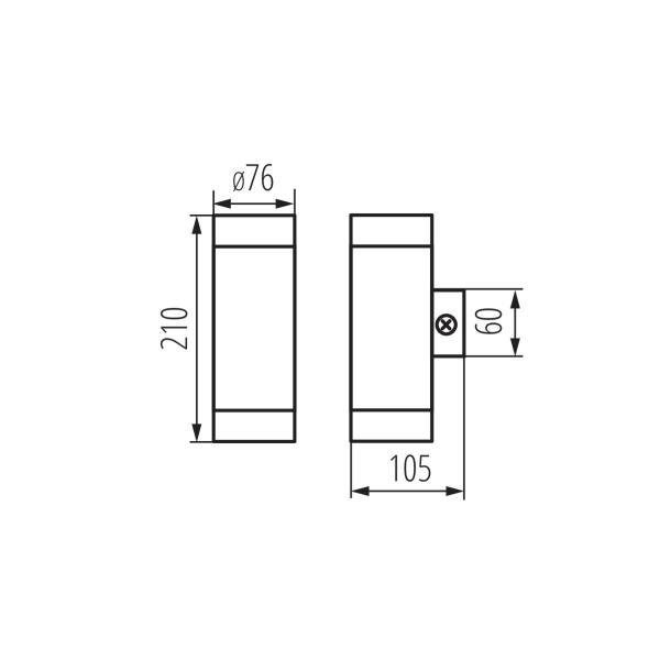 Kanlux Wandleuchte MAGRA EL-235, Farbe Edelstahl, für 2x GU10, IP44, ohne Leuchtmittel (18011) ***RESTPOSTEN***