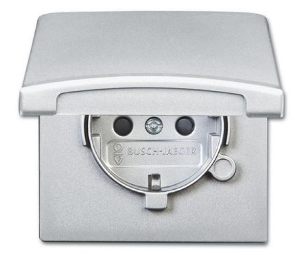 Busch-Jaeger 20 EUGK-33-101 Schuko-Steckdose mit Klappdeckel Allwetter 44 (IP44) alusilber