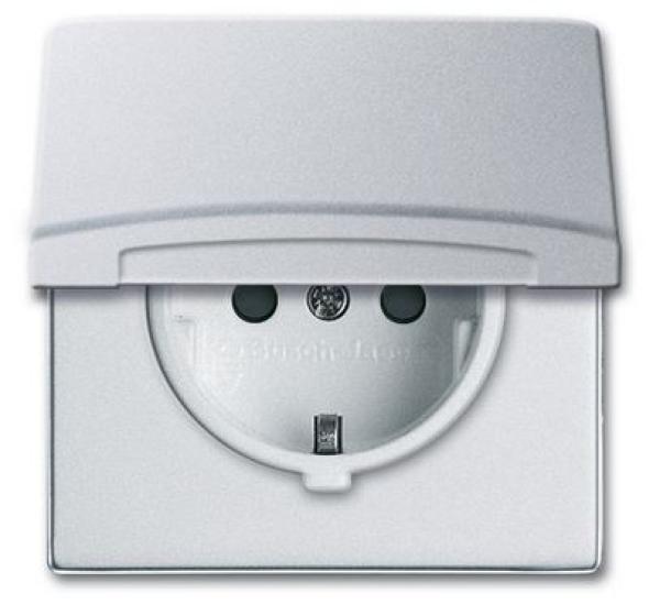 Busch-Jaeger 20 EUGKB-33-101 Schuko-Steckdose mit Klappdeckel Allwetter 44 (IP44) alusilber