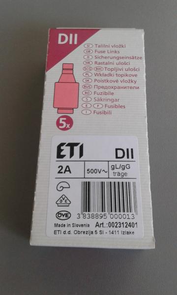 5 er Pack DIAZED Sicherungseinsatz E27 2A DII rosa (002312401)