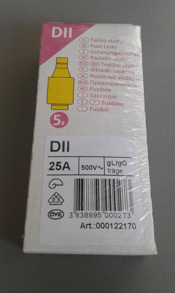 5 er Pack DIAZED Sicherungseinsatz E27 25A DII gelb (002312407)