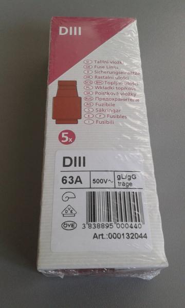 5 er Pack DIAZED Sicherungseinsatz E33 63A DIII kupferfarbig (000132044)