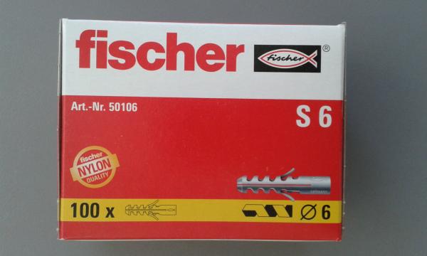 100 STÜCK (VPE) Fischer Spreizdübel S 6x30 mm Dübellänge (50106)