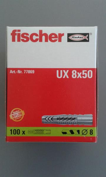 100 STÜCK (VPE) Fischer Universaldübel UX 8x50 mm Dübellänge (77869)