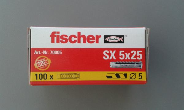 100 STÜCK (VPE) Fischer Spreizdübel SX 5x25 mm Dübellänge (70005)