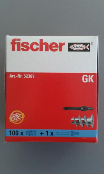 100 STÜCK (VPE) Fischer Gipskartondübel GK 22mm Dübellänge (52389)