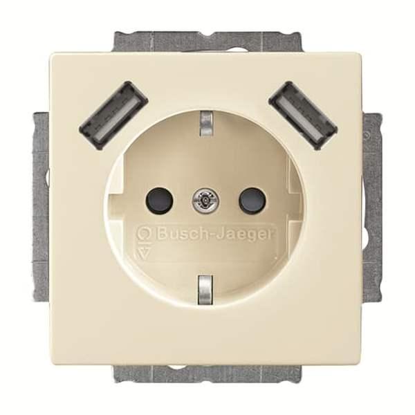 Busch-Jaeger 20 EUCB2USB-82 carat Schuko 2xUSB-Steckdose mit integriertem erhöhten Berührungsschutz elfenbeinweiß ***RESTPOSTEN***