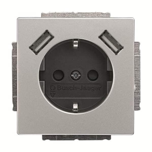 Busch-Jaeger 20 EUCB2USB-866 Schuko/2xUSB Steckdose pur Edelstahl ***RESTPOSTEN***