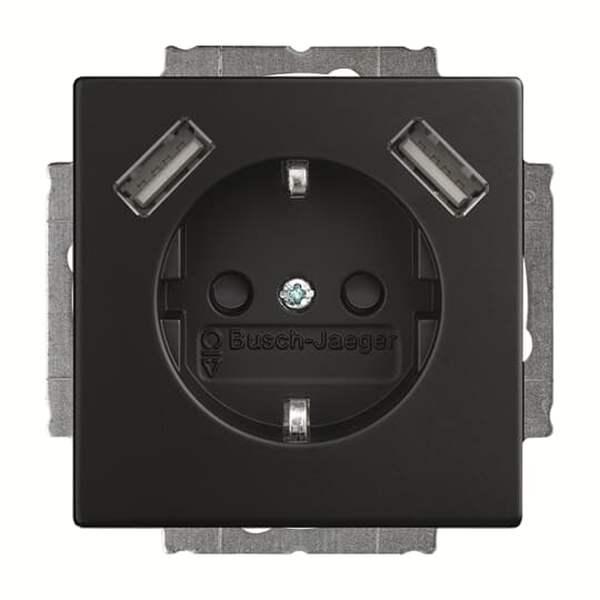 Busch-Jaeger 20 EUCB2USB-885 Schuko/2xUSB Steckdose schwarz matt ***RESTPOSTEN***