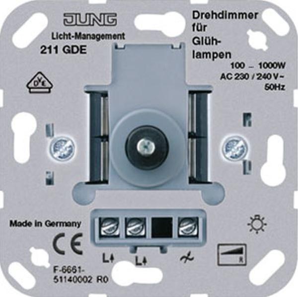 Jung 211GDE Drehdimmer mit Druck-Wechselschalter 100-1000W