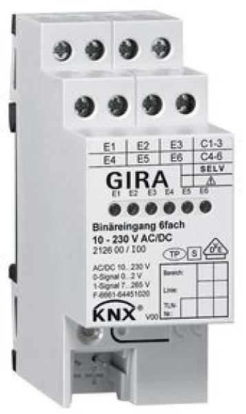 Gira 212600 KNX REG plus Binäreingang 6-fach 10-230V AC DC