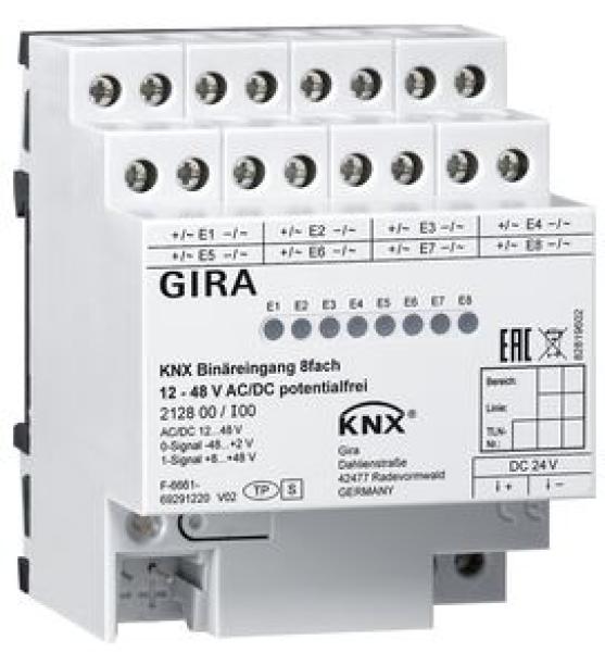 Gira 212800 KNX REG plus Binäreingang 8-fach 12-48V AC DC potenzialfrei