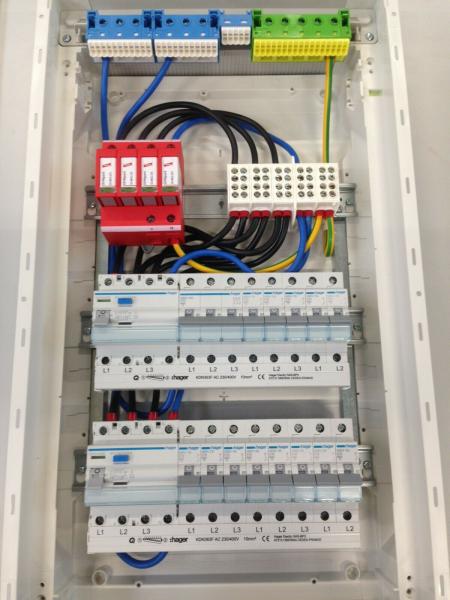 Hager Hohlwandverteiler mit Tür 5-reihig VH60NC ANSCHLUSSFERTIG verdrahtet mit Klemmblock, Dehn, CDA440D, MBN316, MBN116 (#2)