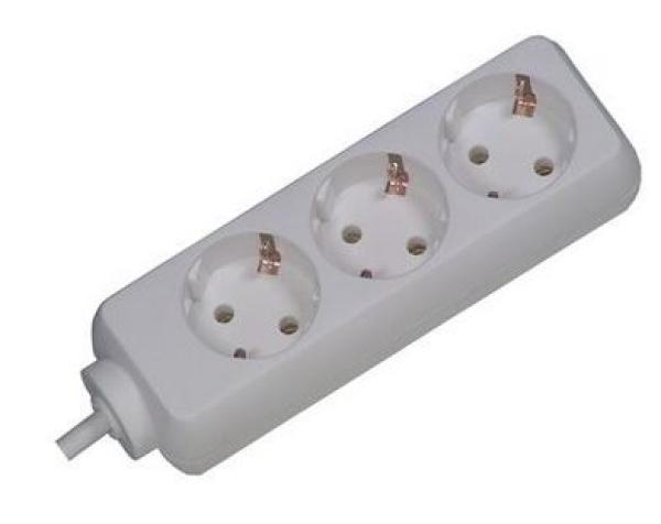 Pollmann 3-fach Steckdosenleiste ohne Schalter, weiss 1,5m 45° (3653050)