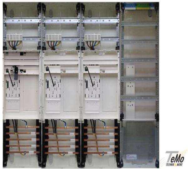 Hager Zählerschrank 3x eHZ Zählerfeld + 3x Reserve + 1x Verteilerfeld 5-reihig 1100mm mit APZ-Raum ZB34S (inkl. Datenschnittstelle und RJ45-Buchse)