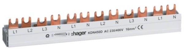 Hager Phasenschiene KDN450D für 3P+N Einspeisung u. 1P+N Abgänge