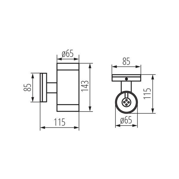 Kanlux Wandleuchte BART EL-235, Farbe grau, für 2x GU10, IP54, ohne Leuchtmittel (07080)