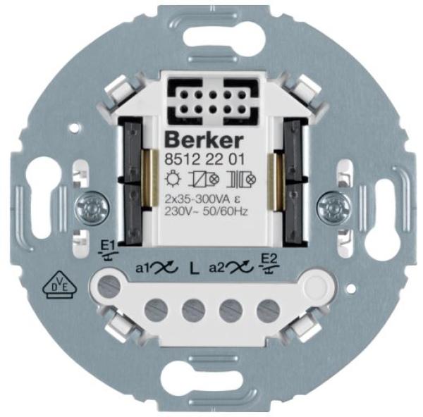 Berker 85122201 Universal-Schalteinsatz 2fach 2-Draht, Tragring rund
