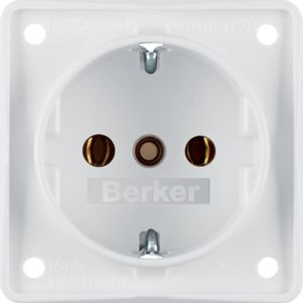 Berker 941852502 Integro Schuko-Steckdose mit Schraubklemmen polarweiß mit Steckdose in Kompaktbauweise mit Schraubklemmen