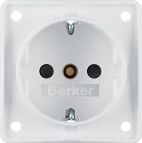Berker 941952502 Integro Schuko-Steckdose erhöhter Berührungsschutz Schraubklemmen polarweiß matt