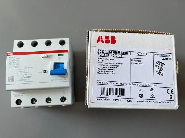 ABB Fehlerstrom-Schutzschalter allstromsensitiv F204B-40/0,03A (Typ B !!)