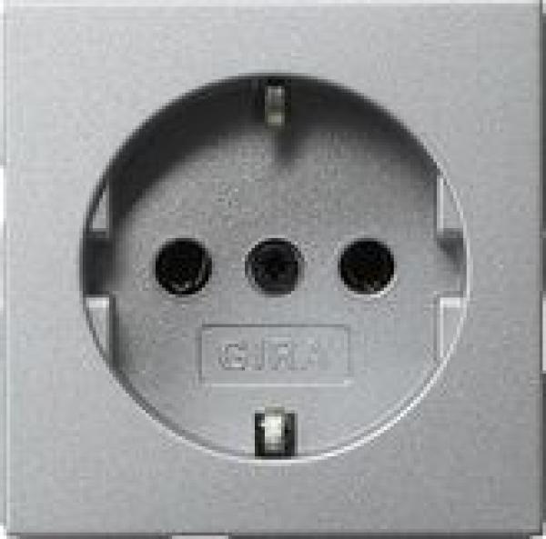 Gira 492026 System 55 Abdeckung für Schuko-Steckdose Farbe Aluminium lackiert
