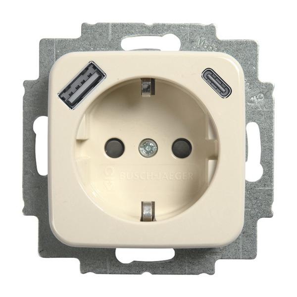 Busch-Jaeger 20 EUCB2USBAC-212 Duro2000 Si Schuko/2xUSB Steckdose A+C cremeweiss