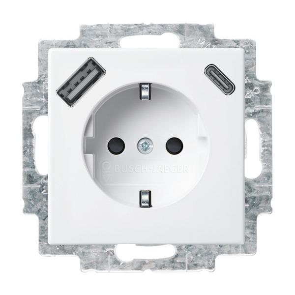 Busch-Jaeger 20 EUCB2USBAC-914 Balance Si Schuko/2xUSB Steckdose A+C alpinweiss