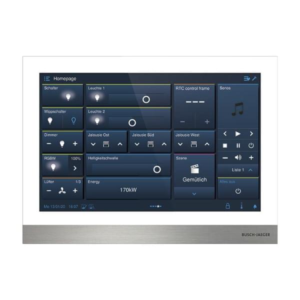 Busch-Jaeger Busch Welcome IP, Bedienpanel IP touch 10 Zoll, LAN/WLAN mit Raumtemperaturregler, Farbe: weiss (H8237-4W-03)