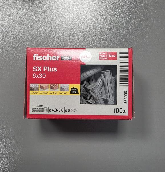 100 STÜCK (VPE) Fischer Spreizdübel SX Plus 6x30 mm Dübellänge (568006)