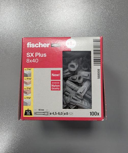 100 STÜCK (VPE) Fischer Spreizdübel SX Plus 8x40 mm Dübellänge (568008)