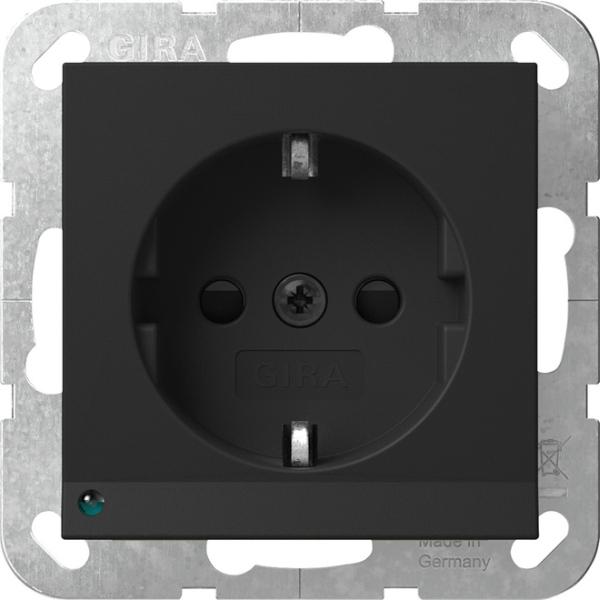 Gira 4170005 System 55 Schuko-Steckdose mit LED-Orientierungsleuchte integriertem erhöhten Berührungsschutz schwarz matt