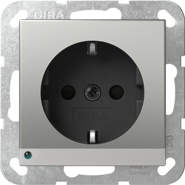Gira 4170600 System 55 SCHUKO-Steckdose 16 A 250 V~ mit LED-Orientierungsleuchte, integriertem erhöhten Berührungsschutz (Shutter) Edelstahl