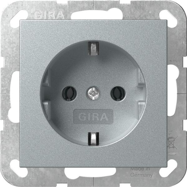 Elektromaterial günstig kaufen - Online Shop - Gira 418826 System 55 Schuko- Steckdose Farbe Aluminium lackiert