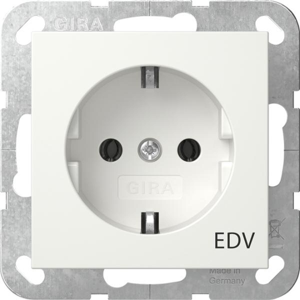 Gira 445803 System 55 SCHUKO-Steckdose mit """"EDV"""" Symbol reinweiss glänzend