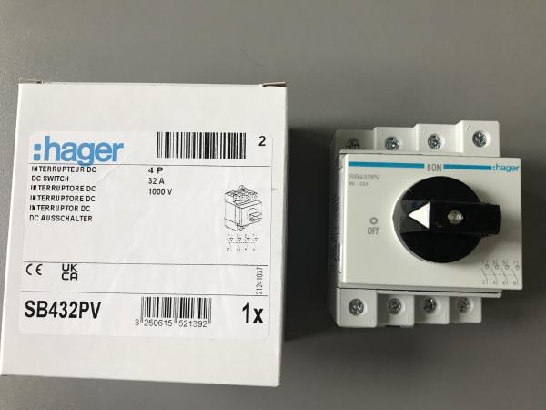 Hager SB432PV Auschalter DC 4-polig 1000V 32A Lasttrennschalter Hauptschalter