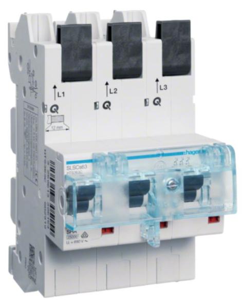 Hager HTS363C SLS Schalter 3 polig Cs-Charakteristik 63A für Sammelschiene QuickConnect