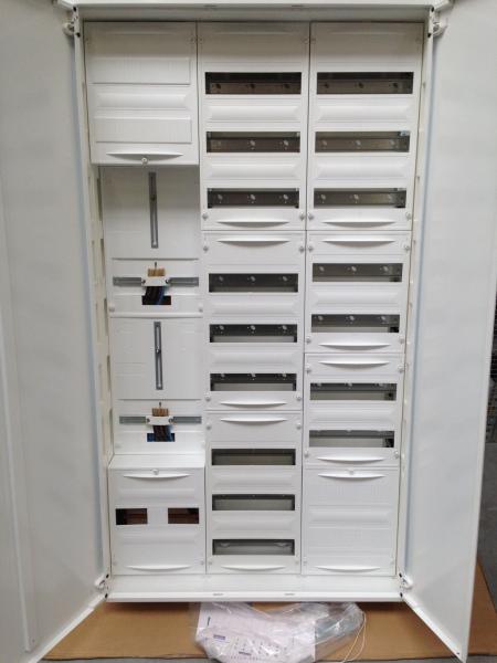 F-tronic Zählerschrank 2x 3.HZ Zählerfeld + 1x Verteilerfeld + 1x Verteilerfeld mit APZ, 3-feldrig, Bauhöhe: 1400mm