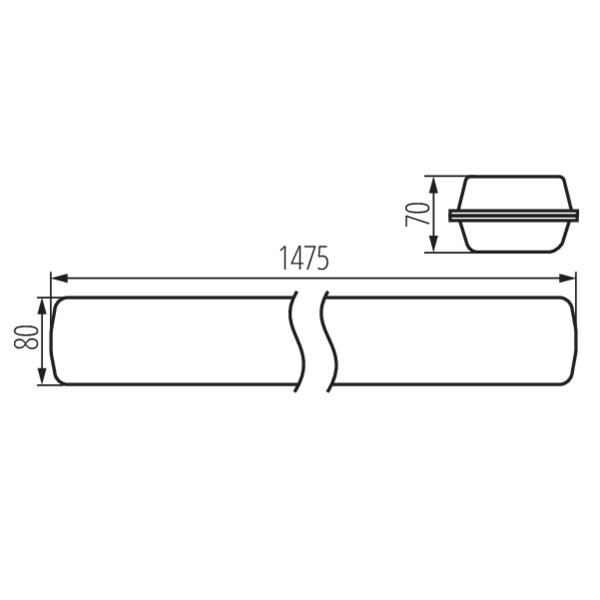 Kanlux LED-Feuchtraum-Wannenleuchte 48W, 6400lm, IP65, 150cm, MAH LED HI 48W-NW RYF, EEC:D (22608)