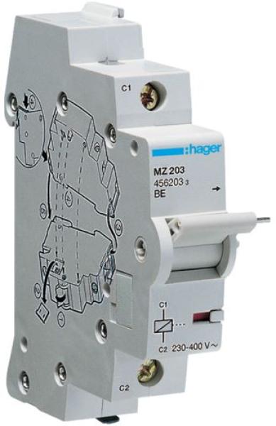 Hager MZ203 Arbeitstromauslöser für MCB RCBO 125A 230-415V AC 110-130V DC