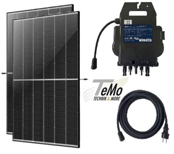 Balkonkraftwerk 910W DC - 600/800W AC, Solarmodule TRINA, Rahmen SCHWARZ/Rückseite WEIS Solaranlage Steckerfertig, WiFi Komplettset Photovoltaik