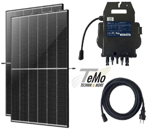 Balkonkraftwerk 880W DC - 600/800W AC, Solarmodule TRINA, Rahmen SCHWARZ/Rückseite WEISS, Solaranlage Steckerfertig WiFi Komplettset Photovoltaik