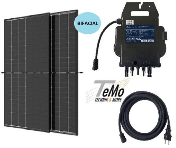 Balkonkraftwerk 880W DC- 600/800W AC, Solarmodule TRINA, Rahmen SCHWARZ, BIFACIAL Doppelglas, Solaranlage Steckerfertig WiFi Komplettset Photovoltaik