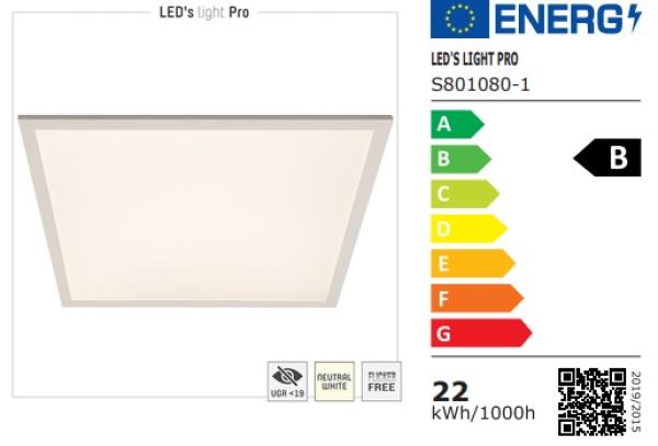 SHADA LED-Panel 25W 4500lm 4000K neutralweiss, 620x620mm, (UGR19), incl. Driver, EEC: B (0801081)