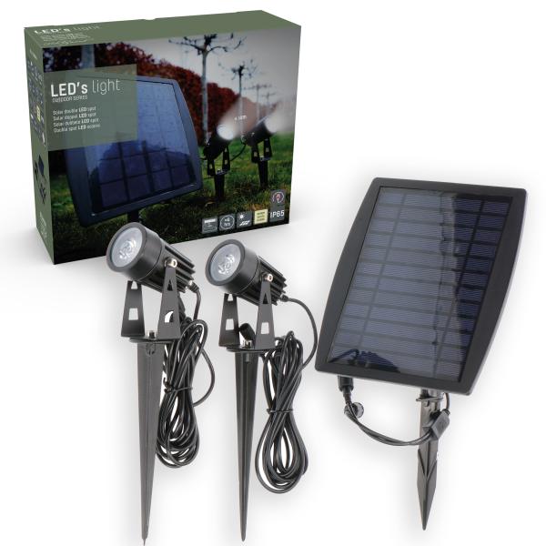 SHADA Solar-Außenleuchte Gartenleuchte mit Erdspieß - Hollywood 1,5W 140lm 3000K IP65 Sensor, schwarz (1000424)