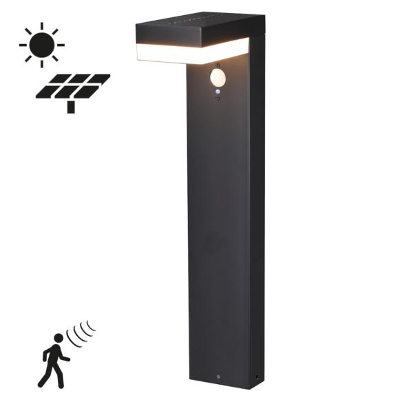 SHADA LED Solar Wegeleuchte Außenstandleuchte 3.3W 600lm 2700K mit PIR Sensor, Höhe 50cm (1000561_01)