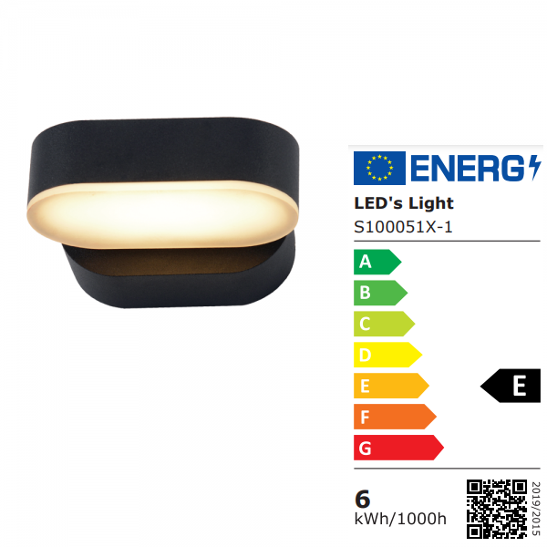 SHADA LED Außen-Wandleuchte Madrid 6W 260lm 2700K, Farbe schwarz, EEC: E (1000510)